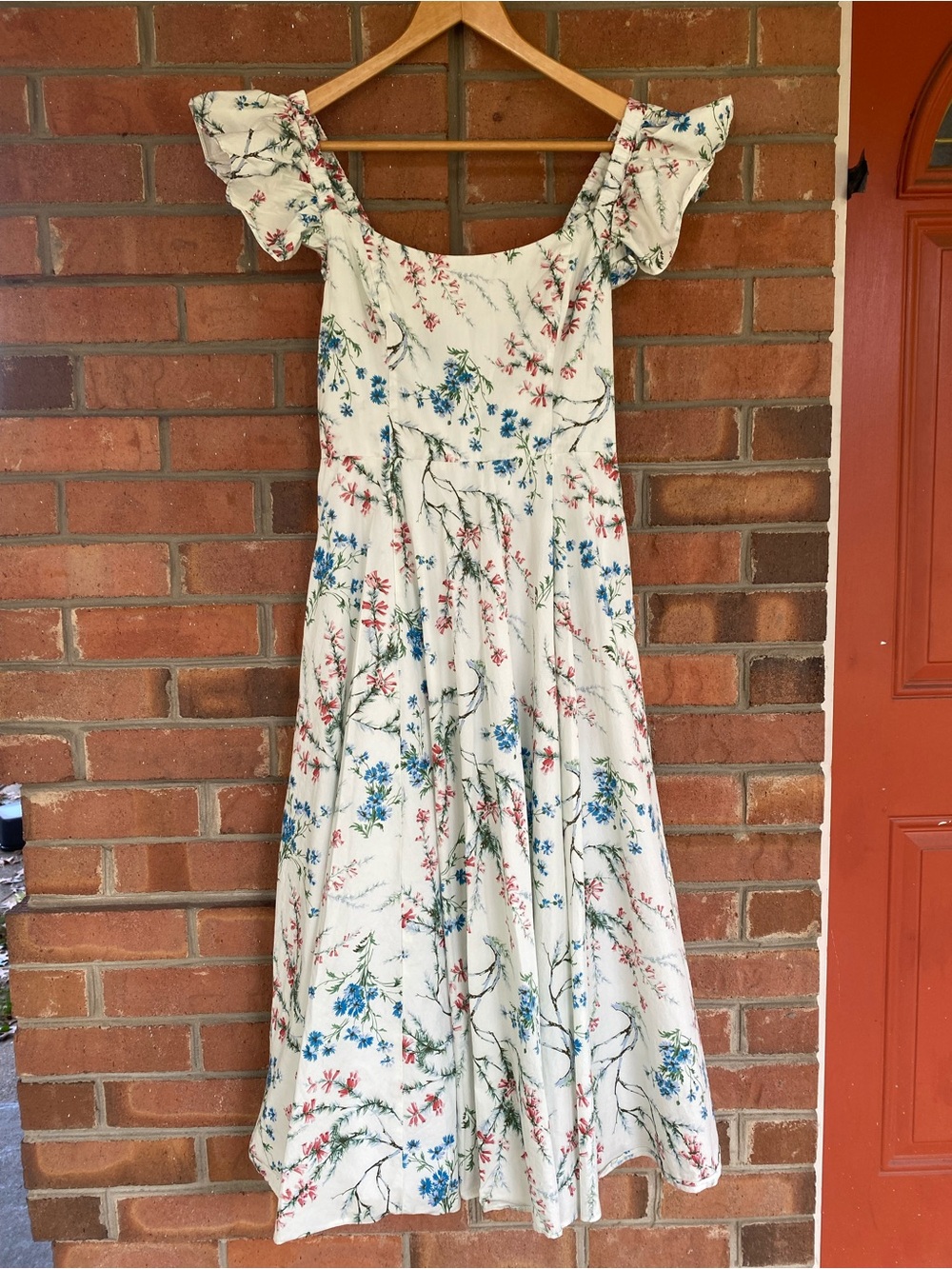 Hill House Cream Maxi Dress with Blue & Pink Floral Print